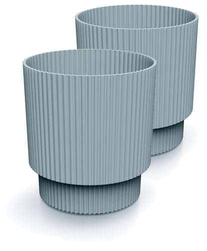 Tymar Blumentopf, Übertopf, 2er-Pack, Runde Form (DBMIN Grau, ø 13 cm)