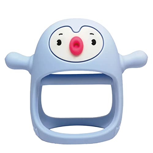 Image of Smily Mia Penguin Buddy Never Drop Silicone Baby Teething Toy for 0-6month Infants, Baby Chew Toys for Sucking Needs, Hand Pacifier for Breast Feeding Babies, Car Seat Toy for New Born,Light Pink