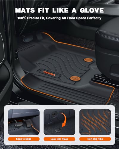 Image of Front Floor Mats for Chevy Silverado & GMC Sierra 1500 /2500HD /3500HD 2019-2025 2026 Crew Cab (with 40-20-40 Bench Seat), All-Weather TPE Custom Fit Floor Liners