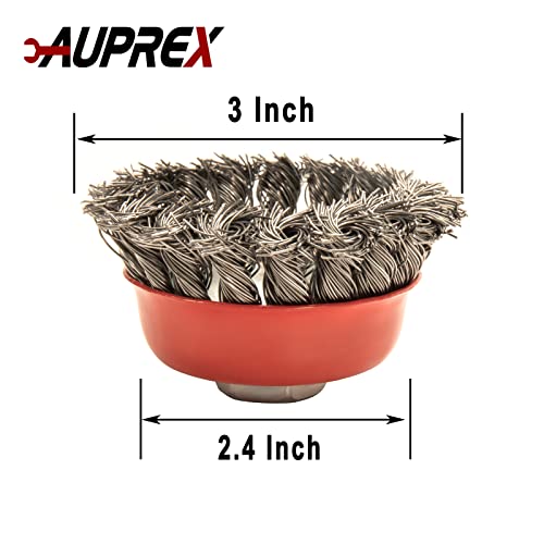 Image of AUPREX 2 Pack Knotted Wire Cup Brush for Angle Grinders with 5 /8 Inch | 11 UNC Threaded Arbor- 0.02 Inch Carbon Steel Wire for Rust,Corrosion,Paint Removal and Other Heavy-Duty Conditioning for Metals
