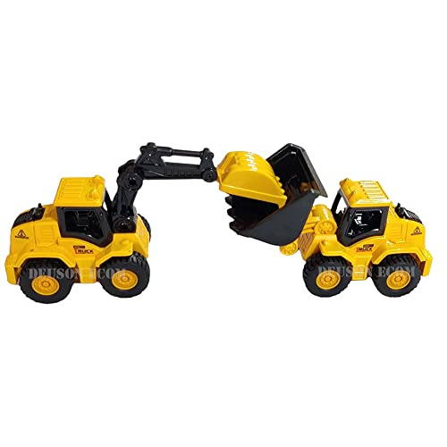 Image of DEUSON ECOM Unbreakable Construction Vehicles for Kids Pretend Play Toy Trucks Bulldozer Play Set Building Vehicles Set for Kids 3-14 Years Excavator (210-13) - Multicolor