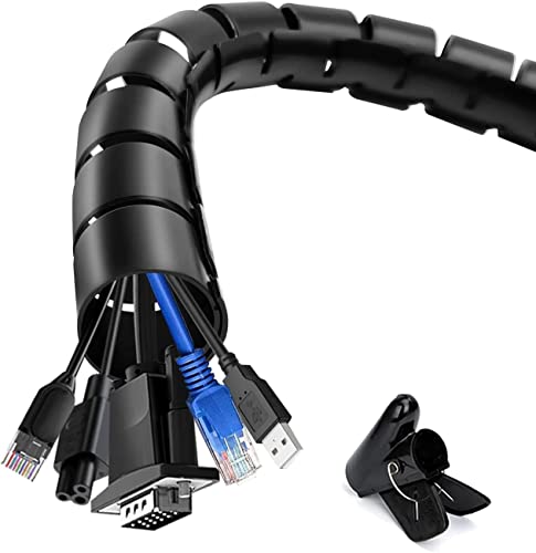 shinfly 2 x 3m Kabelschlauch Selbstschließend Durchmesser 22mm/28mm Flexibel Kabelkanal mit 1 Drahtführungsclip Kabelschutz Kabelmanagement für TV Computer - Schwarz
