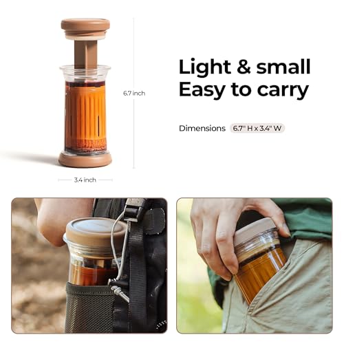 Image of D1 Camping Coffee Maker with 60-Count Filter Paper, 8oz Extra Small Portable Cold Brew & Espresso Coffee Press, French Press, Pour-Over & Espresso Style Manual Brewer,