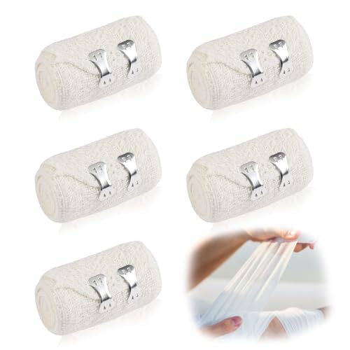 Geaanen 5 Pcs Elastische Bandage Elastische Binde Elastischer Verband Elastische Binden Elastic Bandage Kurzzugbinden Kompressionsbinden für Beine Elastische Binden Verband Dauerelastische Binde
