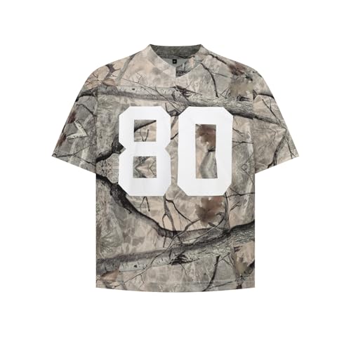 CUTEGAL Y2k Camo Jersey Number Graphic Tees Leaf Print Short Sleeve Camouflage Shirt Summer Vintage Oversized Tees Streetwear3