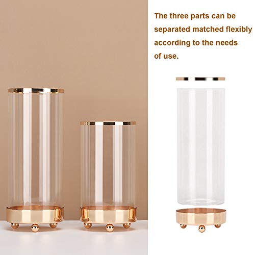 Glazen vaas met metalen basis, in stijl kristalheldere bloemenvaas, gouden lijn, mond, terrariumvaas, bloemenplant, decoratiecontainer voor thuiskantoor, decoratie, cadeau voor bruiloft, housewarming party - Afbeelding 5