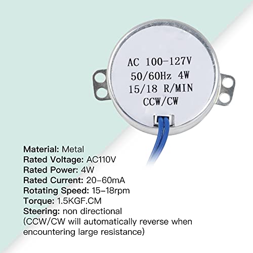Cnbtr Synchronous Synchron Electric Motors 15-18 Rpm Cw/Ccw Ac110V 4W With 7Mm Shaft Dia #TOP1