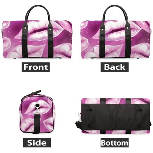 Travel Duffel Bag, Lips Sports Tote Gym Bag Foldable Western Aztec Weekender Bag Carry on Luggage Handle Bag Overnight Shoulder Bag for Women Men,A-1092