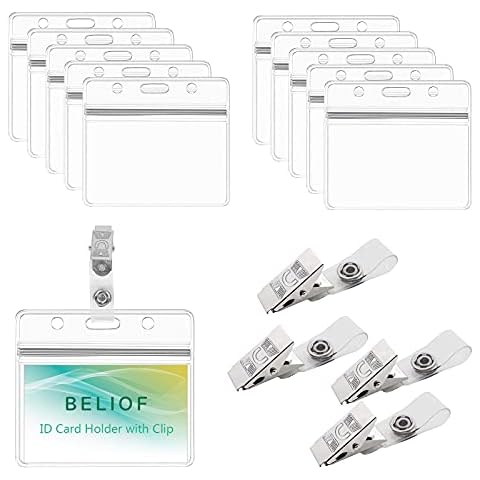 BELIOF 50 Sets Waterproof Badge Holders Cover