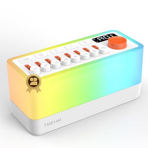 TMEHM 3-in-1 Sleep Sound Machine with 8 Mixable Nature Sounds Portable Bluetooth Speaker & 12-Color Night Light White Noise Sleep Timer & Breathing Exercises for Babies Kids and Adults