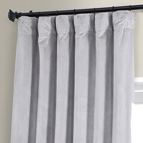 Image of HPD Half Price Drapes Signature Plush Velvet Blackout Curtains for Bedroom (1 Panel), 50W X 96L Hotel Black Out Curtains for Living Room, Thermal Insulated Blackout Curtains for Windows, Concrete Grey