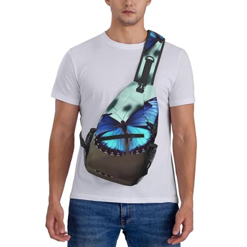 Bolso Cruzado Para Hombre Estilo Diagonal Azul Mariposa miniatura 7