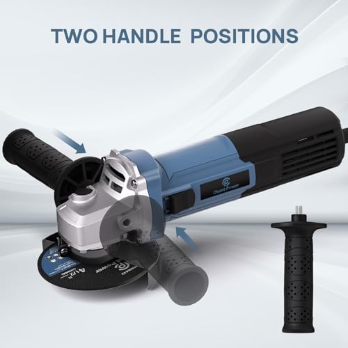 C P CHANTPOWER Angle Grinder Power Tool, 115mm Corded Cutting Grinding Polishing with 2X Cutting Wheel, 2X Grinding Wheel and Side Handle, 750W 220-240V Cutter - Image 5