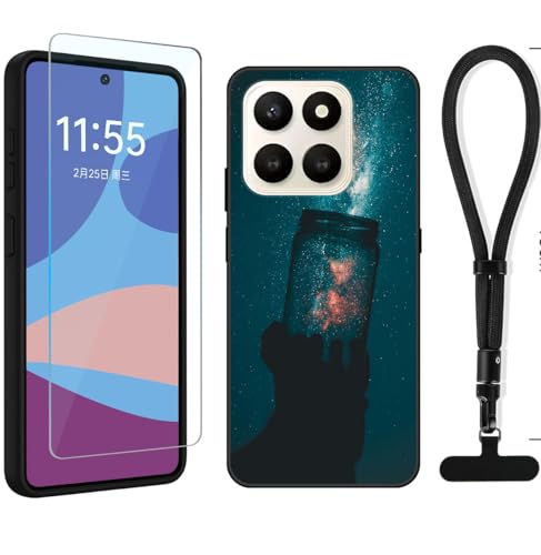 YonderYM Compatible for Honor X7D 5G Case,with Screen Protector & Wrist Strap Lanyard Shockproof Protective Case Cover Bottle