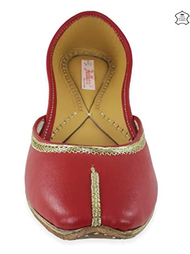 Image of Fulkari Women's Nappa Soft Genuine Leather Juttis | Bite and Pinch Free Jutis | Punjabi Jutti For Ladies | Casual Flat Stylish Mojari | Ethnic Flats For Girls |