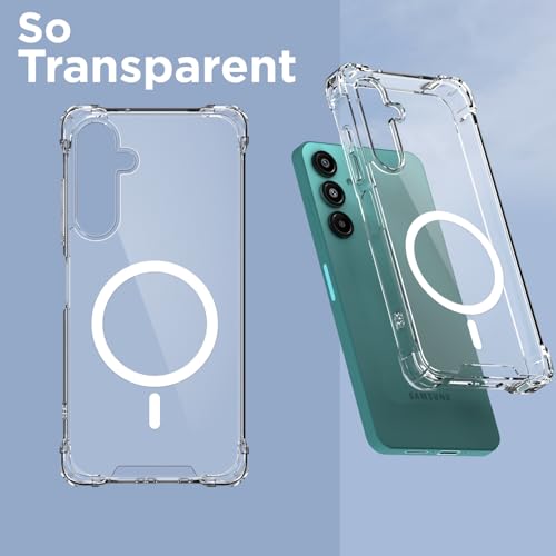 Image of Pikkme Back Cover for Samsung Galaxy M17 5G / A17 5G / F17 5G Mag-Safe Shockproof PC + TPU Protective Case Magnetic Support Bumper Case (Transparent Mag-Safe)