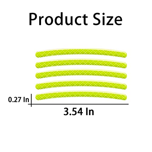 Image of 20PCS Reflective Car Wheel Decorative Stripe Stickers, Night Safety Warning Tape Sticker, Anti-Scratch Tire Rims Sticker, Auto Decals Exterior Fluorescent Accessories for Motocycle Bike (Green)