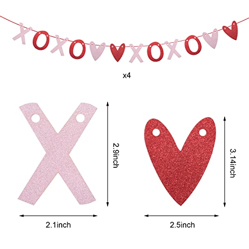 4 String Valentines Day Decor Felt Heart Garland – No Diy | Felt Heart Garland For Galentines Day Decorations | Xoxo Banner Valentine Decorations For Home | Valentines Day Decorations Party Supplies #TOP1