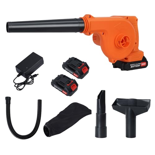 Cordless Leaf Blower and Vacuum with Battery and Charger – 2-in-1 Rechargeable Yard Tool, 20000RPM High Wind Speed for Garden, Lawn & Backyard, Compatible with Rigid Tools