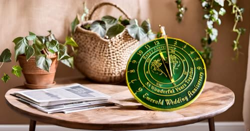 55th Emerald Wedding Anniversary Sundial Gift for Him or Her, Husband or Wife, Parents, Grand Parents, Couples to Celebrate Anniversary Unique Gift Her Parents Or Couples 55 Year Celebration