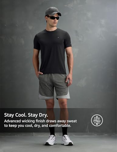 Image of Symbol Premium Men's Solid Regular Fit Sports Stretch T-Shirt | Round Neck | Raglan Sleeve | Moisture-Wicking | Activewear | Running | Gym | Plain (Available in Plus Sizes)