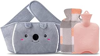 Hot Water Bottle Rubber Warm Water Bag with Soft Waist Cover,Hot Water Bag for Neck and Shoulder, Back, Legs,Waist Warm (Pink-Heart)