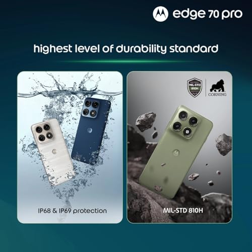 Image of Motorola Edge 70 Pro 5G (Tailored Fabric - Pantone Titan Blue, 8GB RAM, 256GB Storage) | MediaTek Dimensity 8500 Extreme Processor | 50MP + 50MP Dual Rear Camera |50MP Front Camera|6.8-inch Display|