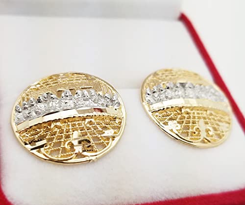 Men's Gold Last Supper Earrings 10K Yellow Gold Large Round Earrings3