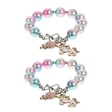 Gatuida Unicorn Perlenarmband Damen 2 Stück Legierung mit Einhorn Anhänger Handgefertigtes Schmuckarmband in Regenbogenfarben Modisches Geschenk für Frauen und Mädchen