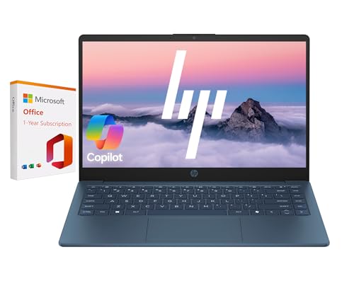 Image of HP 14 inch Business Laptop Computer with 1-Year Office 365, Intel Quad-Core N150 Processor, 128GB UFS, 4GB RAM, Windows 11 Home, Waterfall Blue