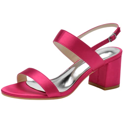 Sandales à lanières en satin rose à bout ouvert, l'élégance d'un talon carré de 6 cm