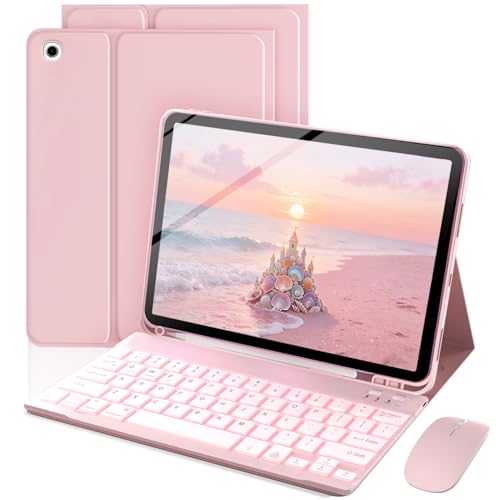 TnbonGip Keyboard Case for iPad mini 5th Generation 2019 / mini 4th Generation 2015 7.9 inch Mouse and Detachable Keyboard Adjustable Stand Built in Pencil Holder Auto-Sleep/Wake Feature Pink