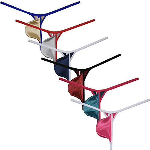 OROCOJUCO Men Shiny String Thong Pouch T-Back Satin Micro Bikini Border Underwear Jockstrap