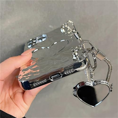Coque miroir cœur iPhone 11 argent plissé résout le manque de miroir de poche - 3