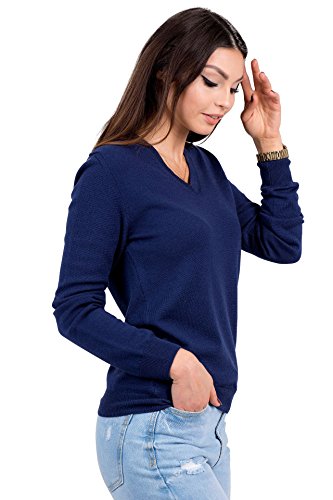 Women's Cashmere Soft Merino Wool V-Neck Sweater Pullover Top2