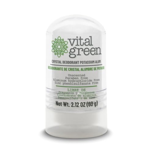 Vital Green Thai Crystal Potassium Alum Deodorant - Unscented Mineral Deodorant For Men, Women And Athletes - 2.12oz / 60 g (1 Unit)