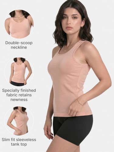 Image of Enamor E025 Essentials Stay New Slim Fit Soft, Naturally Breathable Cotton Fabric Tank Top For Women