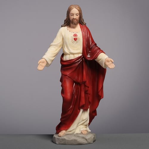 Estatua Religiosa Corazón Sagrado de Jesús Polyresina 6.13 pulg miniatura 2