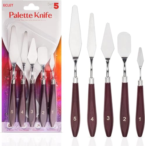 See full amazon price history chart for Eclet Palette Painting Knives - Set of 5 Various Sizes & Shapes, Stainless Steel Scraper Spatula with Polished Brown Handle for Artist Canvas Oil Paint Mixing Colour(B) Eclet Palette Painting Knives - Set of 5 Various Sizes & Shapes, Stainless Steel Scraper Spatula with Polished Brown Handle for Artist Canvas Oil Paint Mixing Colour(B) (B0CKXYWJVH) Amazon Price History, Amazon Price Tracker