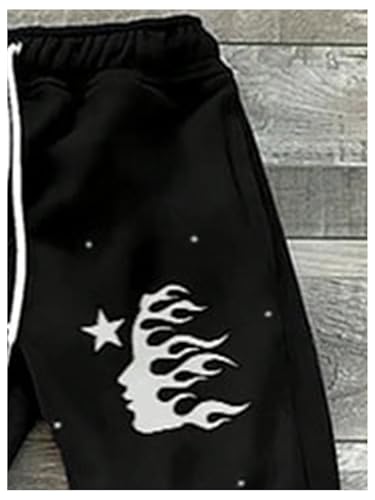 Men's Y2K Flared Sweatpants Letter Graphic Drawstring Waist Joggers Drippy Pants3