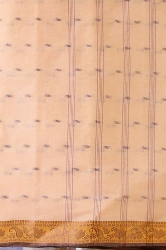 Image of Women's Traditional Bengal Tant Pure Cotton Design Border & Butta Tant Saree Without Blouse Piece