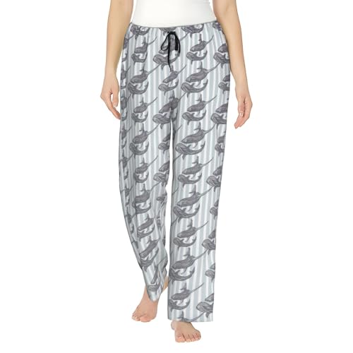 ZEYARUIBO Sharks On Striped Background Women'S Loose Casual Long Sleepers