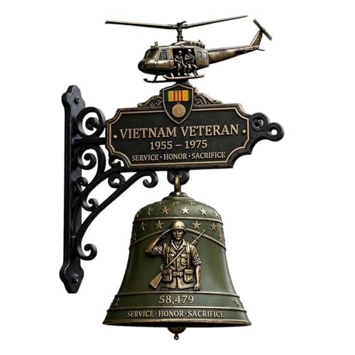 TTCHANG Vietnam Veteran Tribute Wall Bell Vietnam Veteran Helicopter Wind Spinner Applicable Yards or Memorial Spaces for Garden Porch Patio Veterans Gift 1pcs