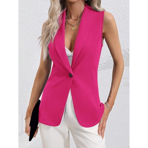 Womens Blazers for Work Casual Lapel One Button Sleeveless Jackets Business Loose Open Front Work Office Suit Vests2