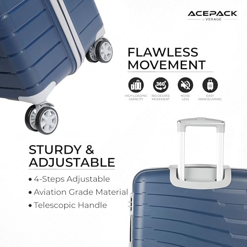 Image of ACEPACK by Verage - STARLINK Unbreakable Hard Side Polypropylene Luggage Large Check in 103L | Lightweight Suitcase Set with 360 Silent Spinner Wheels, Number Lock,Telescopic Handle & 3 Year Warranty