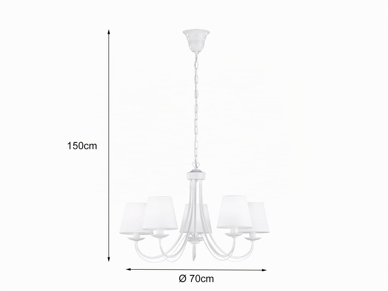 Trio Leuchten Lampadario E14, 28 W, Bianco Opaco, 66 x 66 x 150 cm
