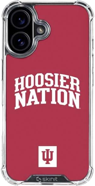 Skinit Clear Phone Case Compatible with iPhone 16 - Officially Licensed Indiana University IU Logo Design
