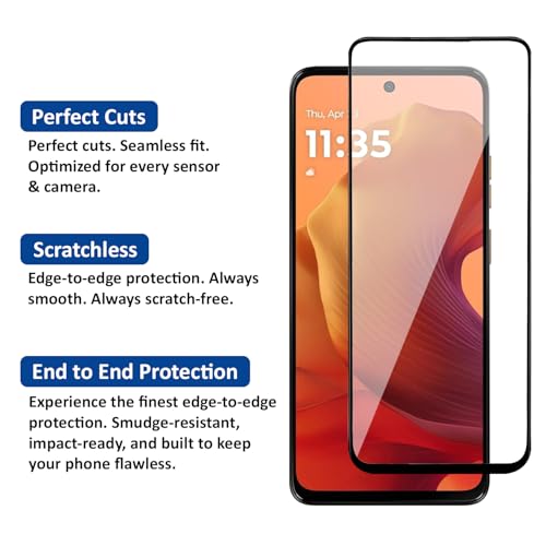 Image of AIBEX Tempered Glass for Motorola G15 / Motorola G15 Power /Motorola G05 / Motorola E15 | 9H Hardness | Anti-Glare & Anti-Fingerprint | Water Resistant|Edge-to-Edge Full Screen Protector|Bubble-Free