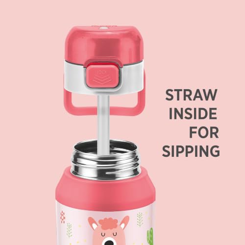 Image of Milton Steel Helio 600 Thermoware Water Bottle 520 ml with One Touch Safety Lock & Twin Lid Sip or Gulp, Long Hours Hot & Cold, Leak Proof, ISI Certified, PU Insulated, for Kids, School, Light Pink