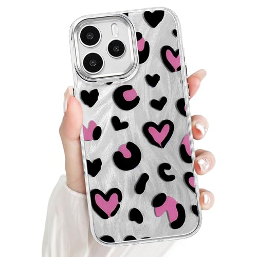BEENTRYS Funda Diseño de Leopardo para Xiaomi Redmi Note 14 4G Funda,Brillante Glitter Motivo de Corazón Mujeres Niñas Suave TPU Bumper Regalo Antigolpes Delgada Prueba Carcasa-Plata